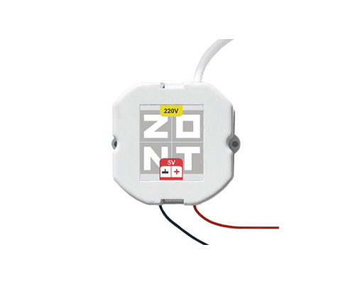Детальное изображение товара "Блок питания в подрозетник Zont 5V/220" из каталога оборудования для видеонаблюдения